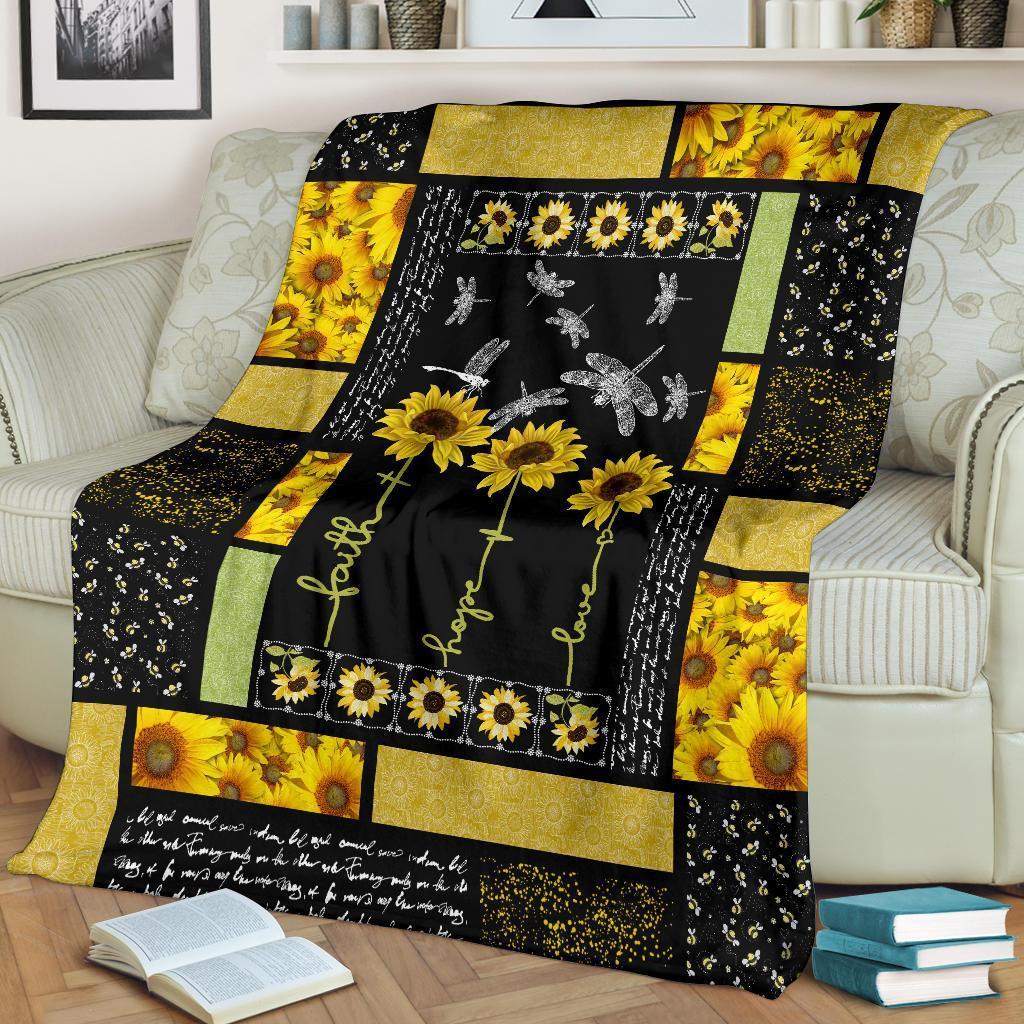 Dragonfly Sunflower Premium Blanket