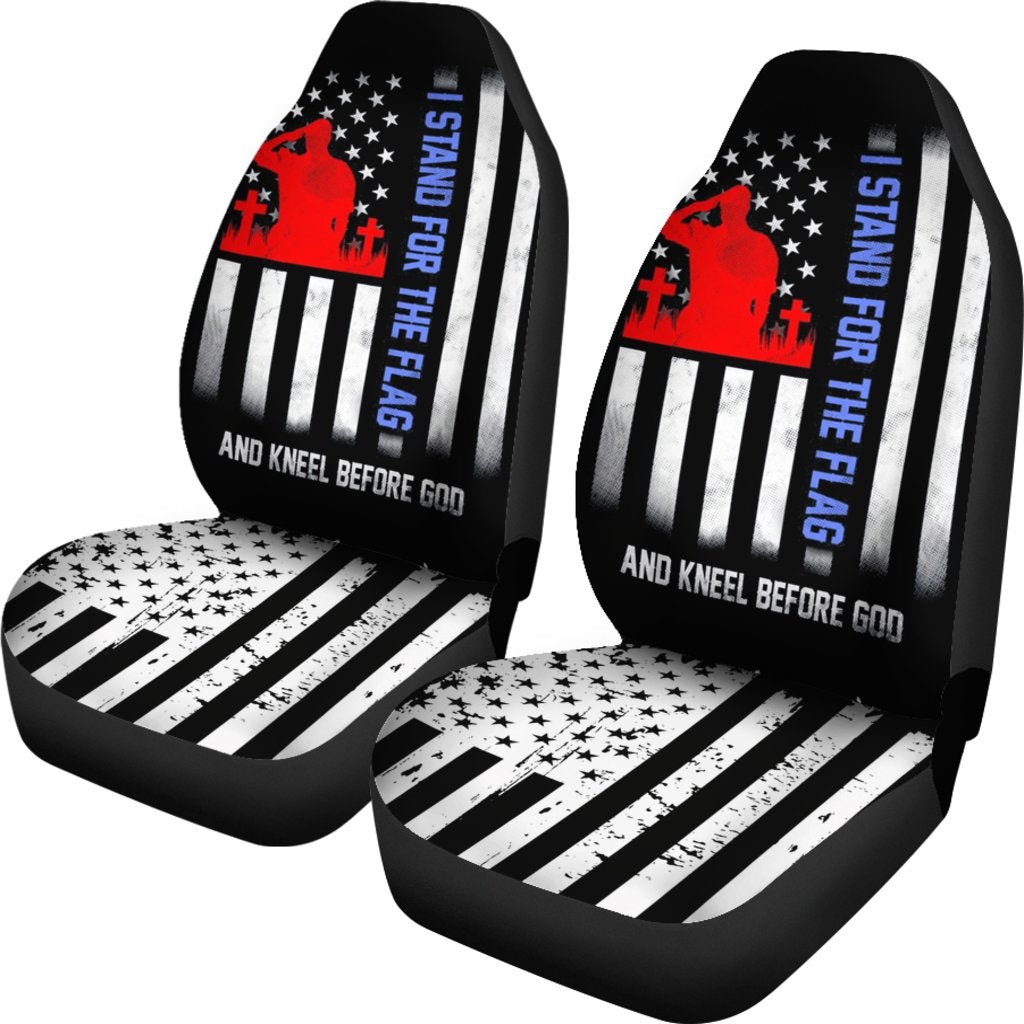 Best I Stand For The Flag And Kneel Before God Us Flag Premium Custom Car Seat Covers Decor Protector