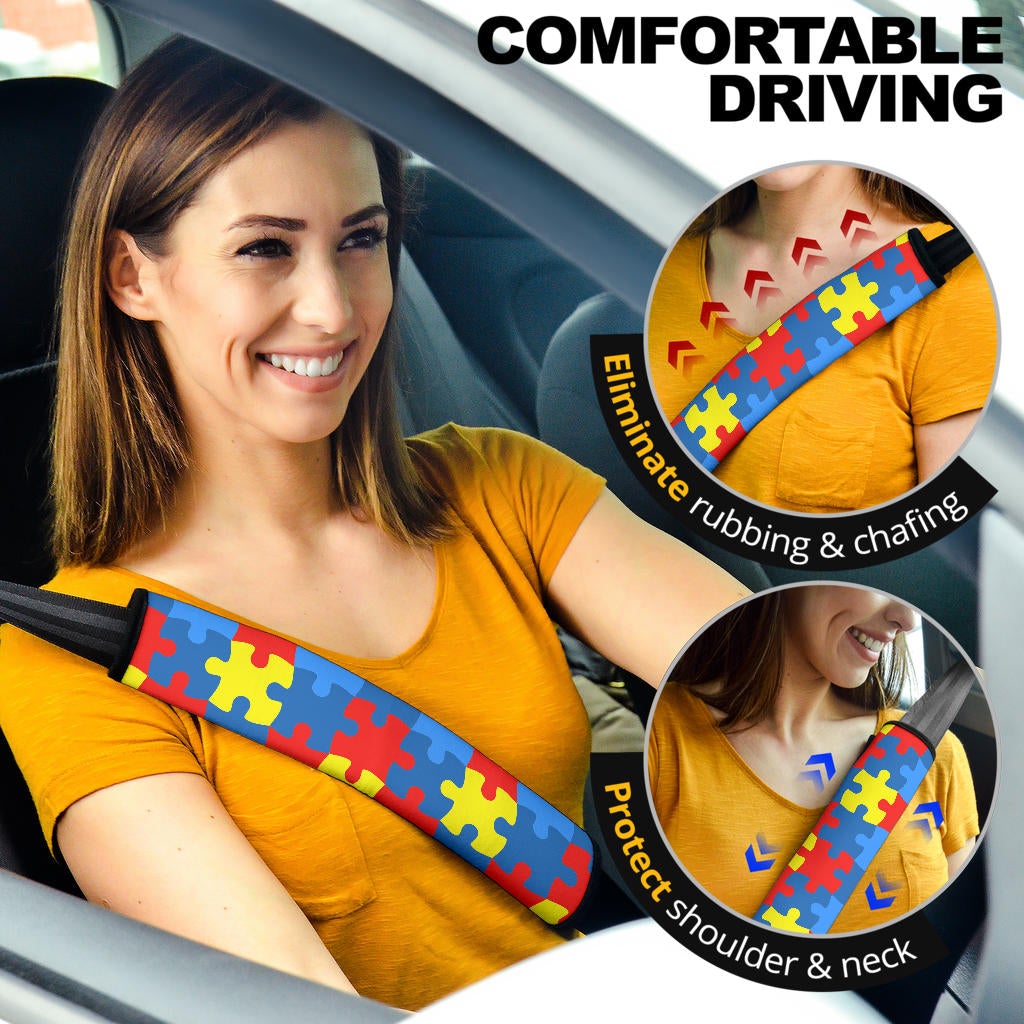 Autism Puzzle Premium Custom Car Seat Belt Covers Nearkii