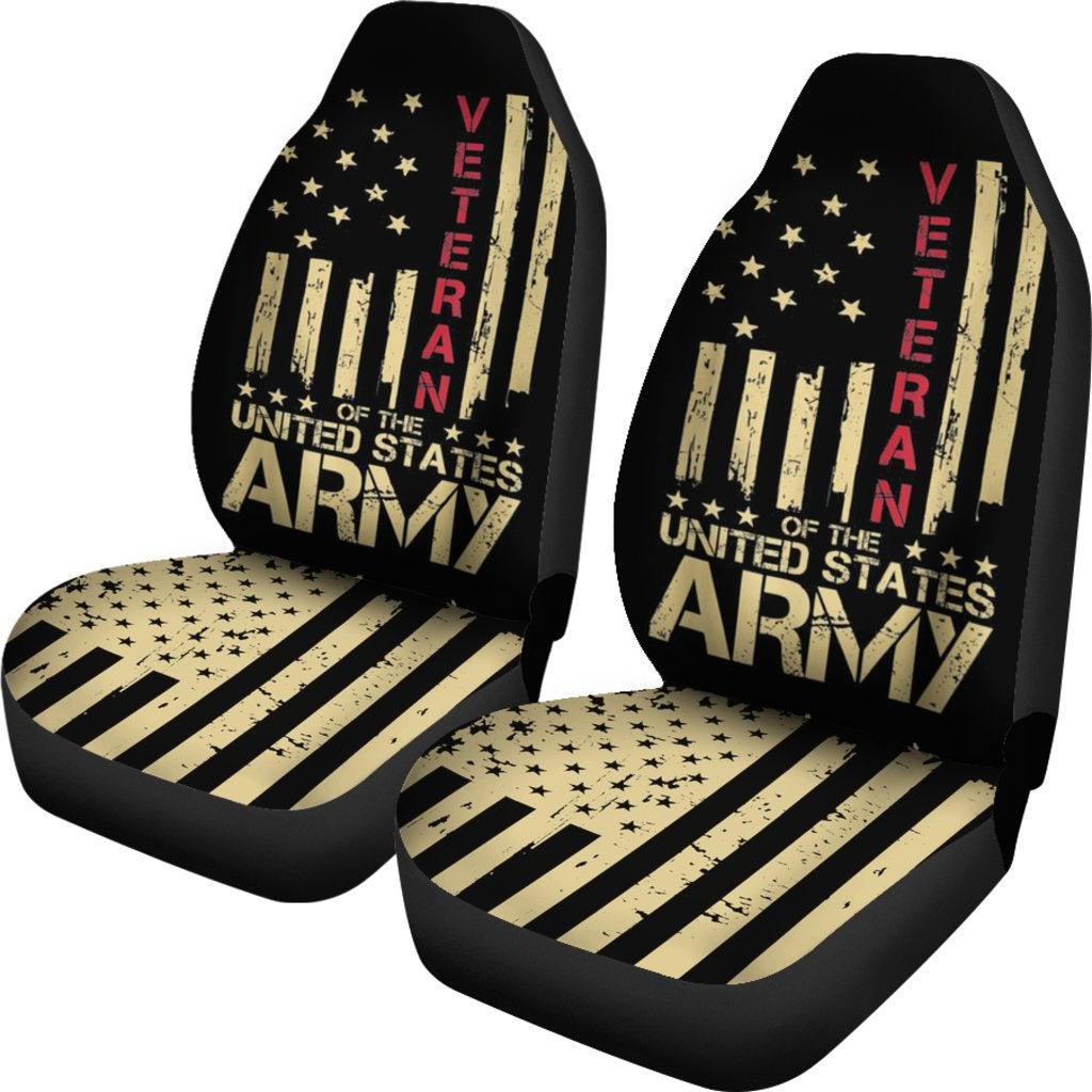 Best Patriotic U.S Army Veteran Red Line American Flag Premium Custom Car Seat Covers Decor Protector