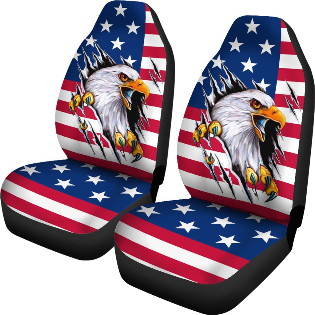 Best Bald Eagle USA Flag Premium Custom Car Seat Covers Decor Protector