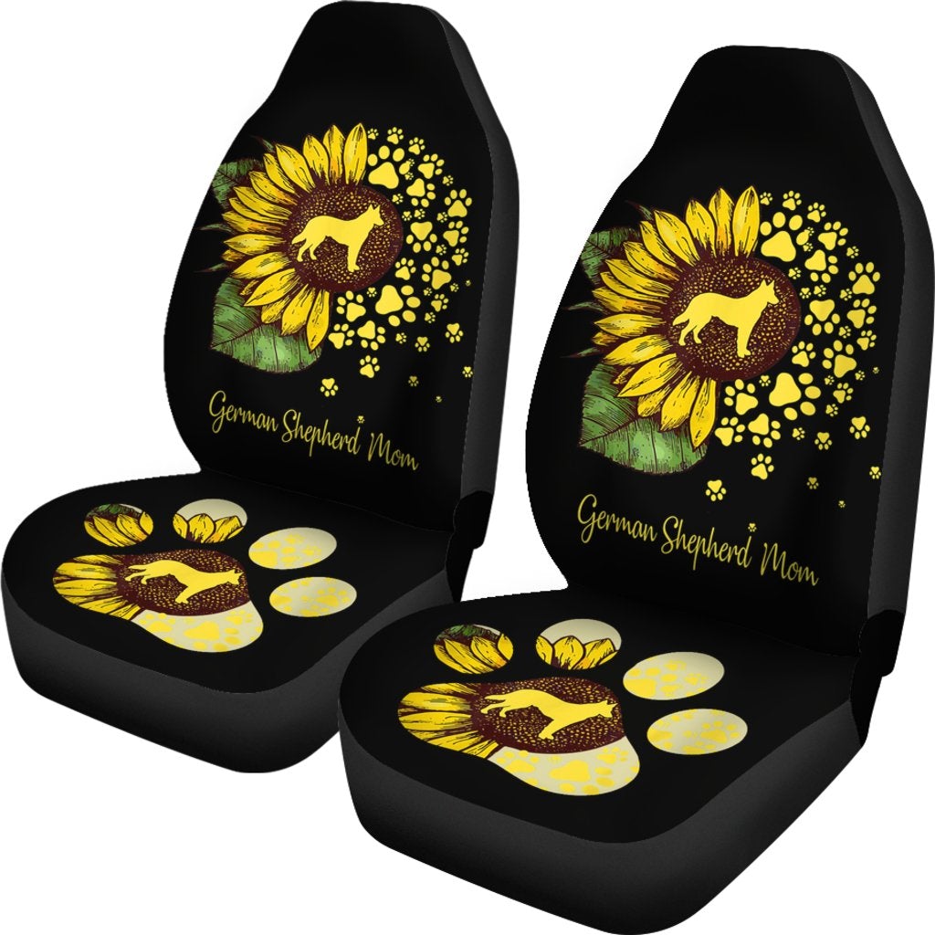 Best Sunflower German Shepherd Mom Dog Premium Custom Car Seat Covers Decor Protector