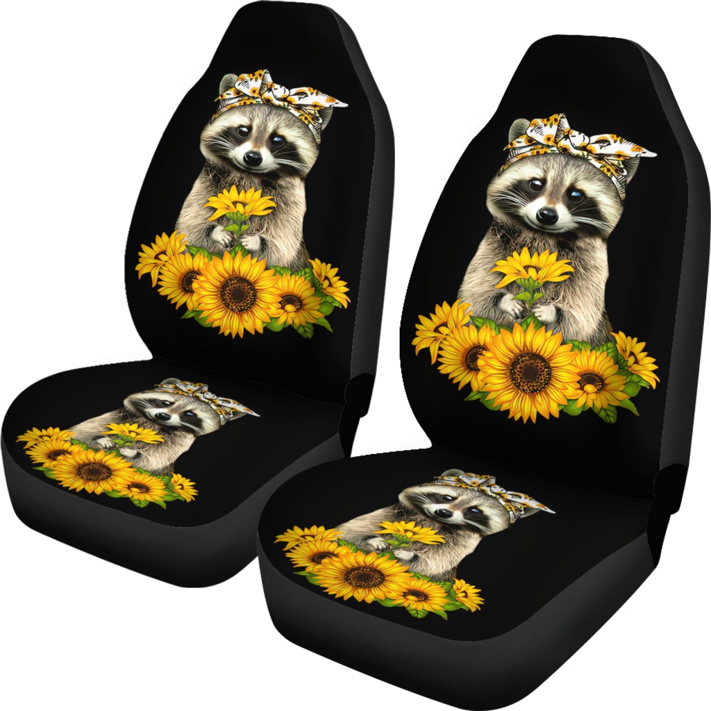 Best Sunflowers Racoon Sunflowers Premium Custom Car Seat Covers Decor Protector