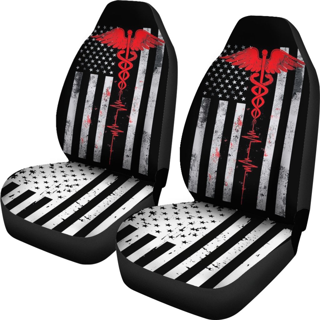 Best Patriot Apparel Nurse Thin Red Line Us Flag Premium Custom Car Seat Covers Decor Protector