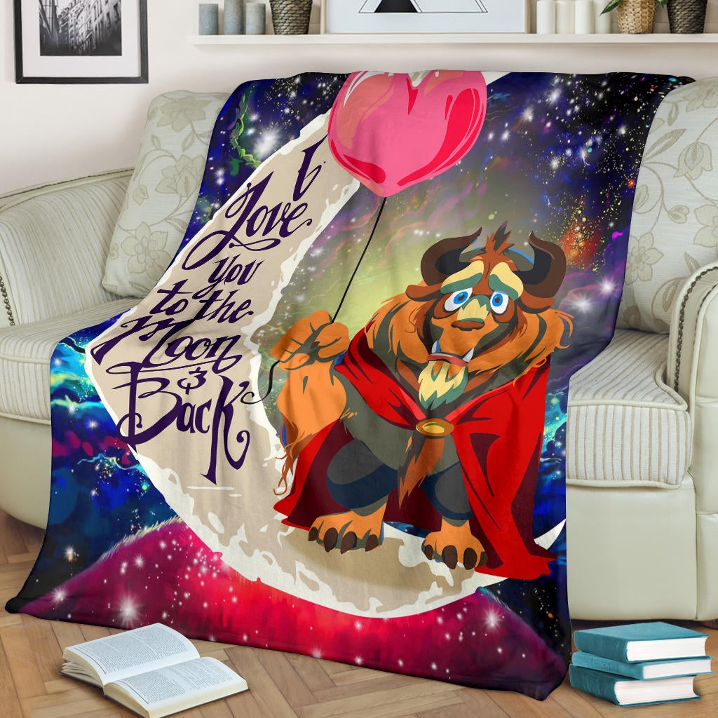 Beauty And The Beast Love You To The Moon Galaxy Premium Blanket