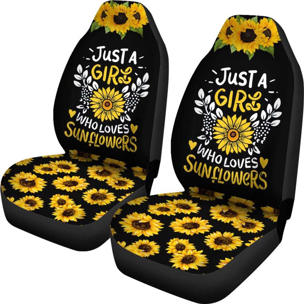 Best Just A Girl Sunflower Florist Premium Custom Car Seat Covers Decor Protector