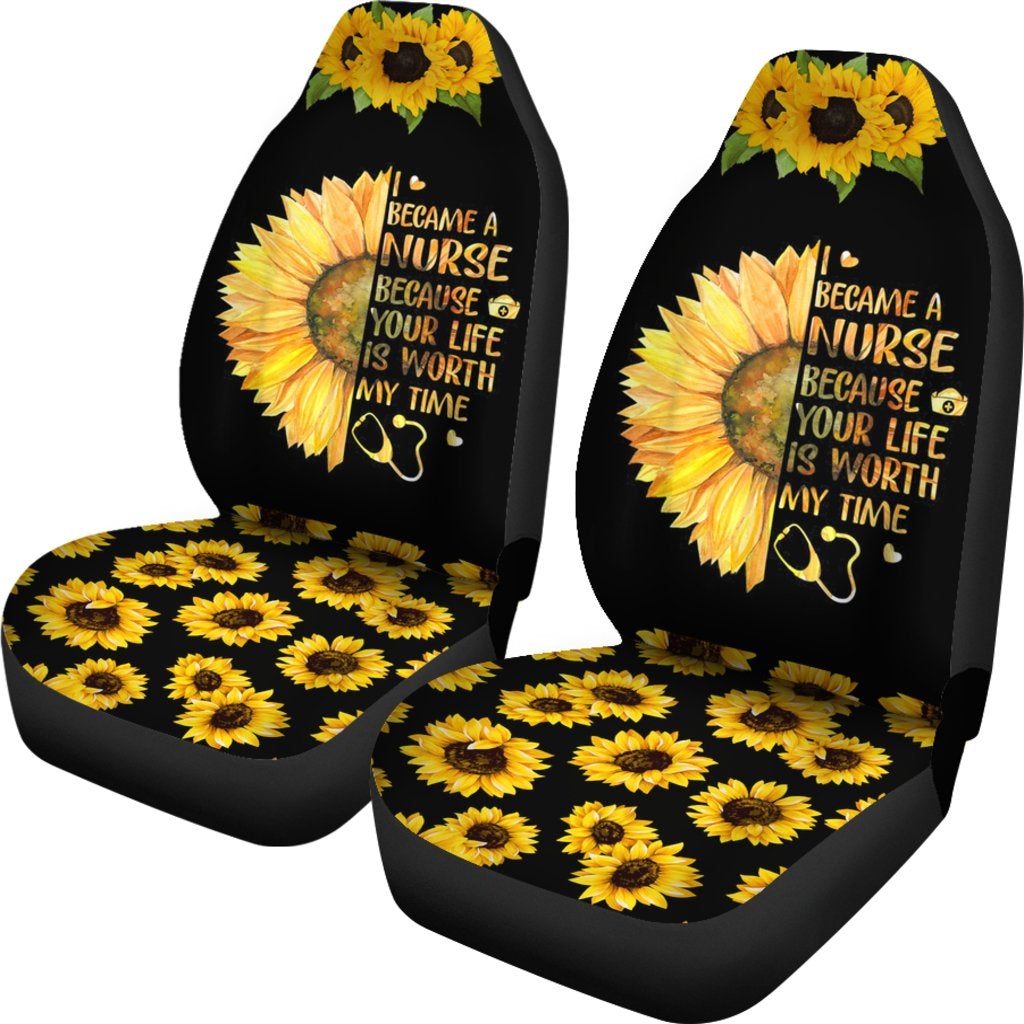 Best I Became A Nurse Sunflower Seat Covers Car Decor Car Protector
