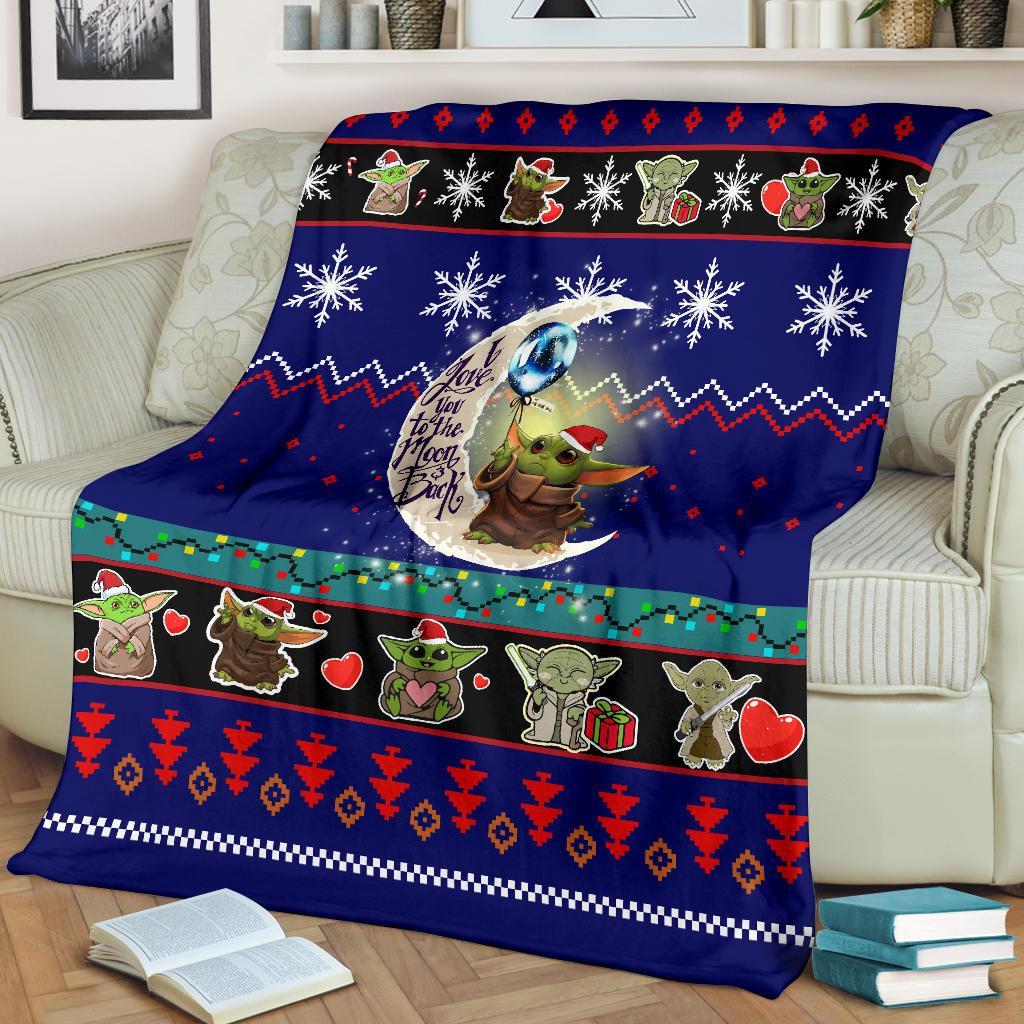 Moon Baby Yoda Christmas Blanket Amazing Gift Idea