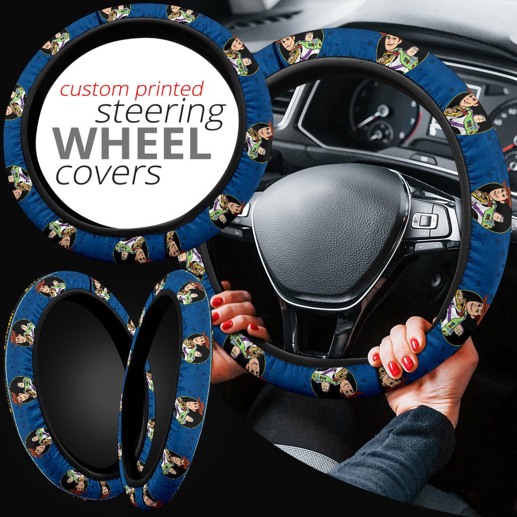 Toy Story Woody And Buzz Lightyear Christmas Premium Custom Car Steering Wheel Cover