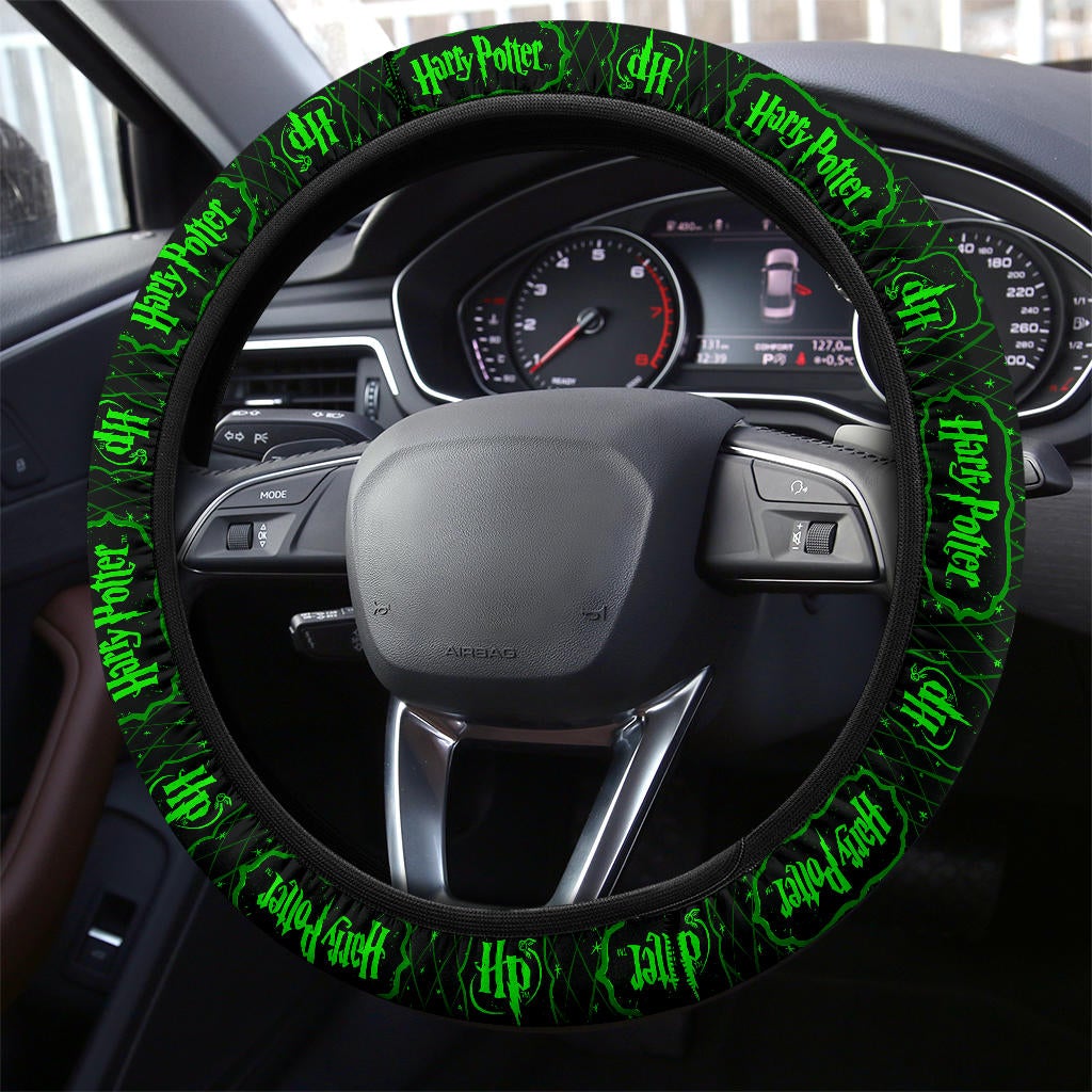 Harry Potter Farbic Green Art Pattern Premium Car Steering Wheel Cover