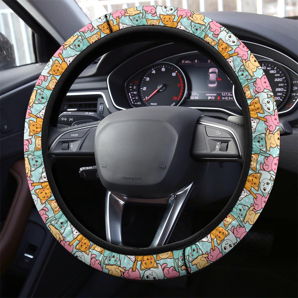 Kaiwai Cat Cute Premium Car Steering Wheel Cover