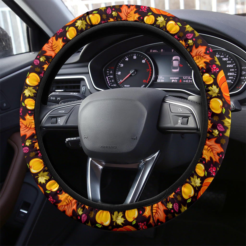 Halloween Pumpkin Premium Car Steering Wheel Cover