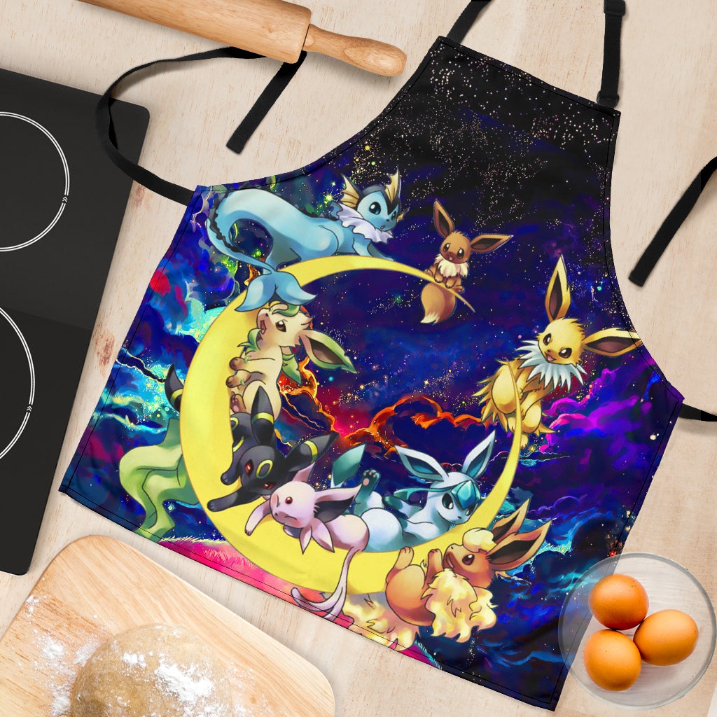 Eevee Evolution Pokemon Family Love You To The Moon Galaxy Custom Apron Best Gift For Anyone Who Loves Cooking