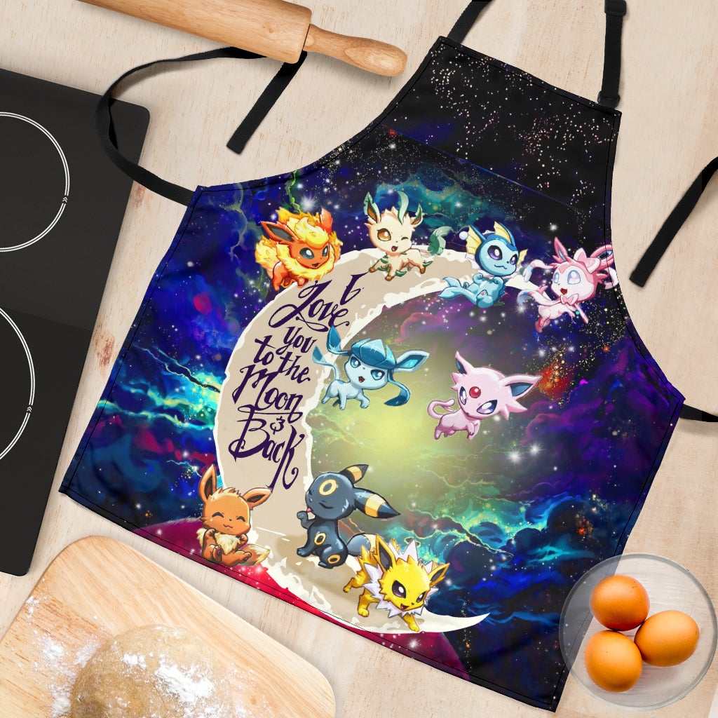 Eevee Evolution Pokemon Love You To The Moon Galaxy Custom Apron Best Gift For Anyone Who Loves Cooking