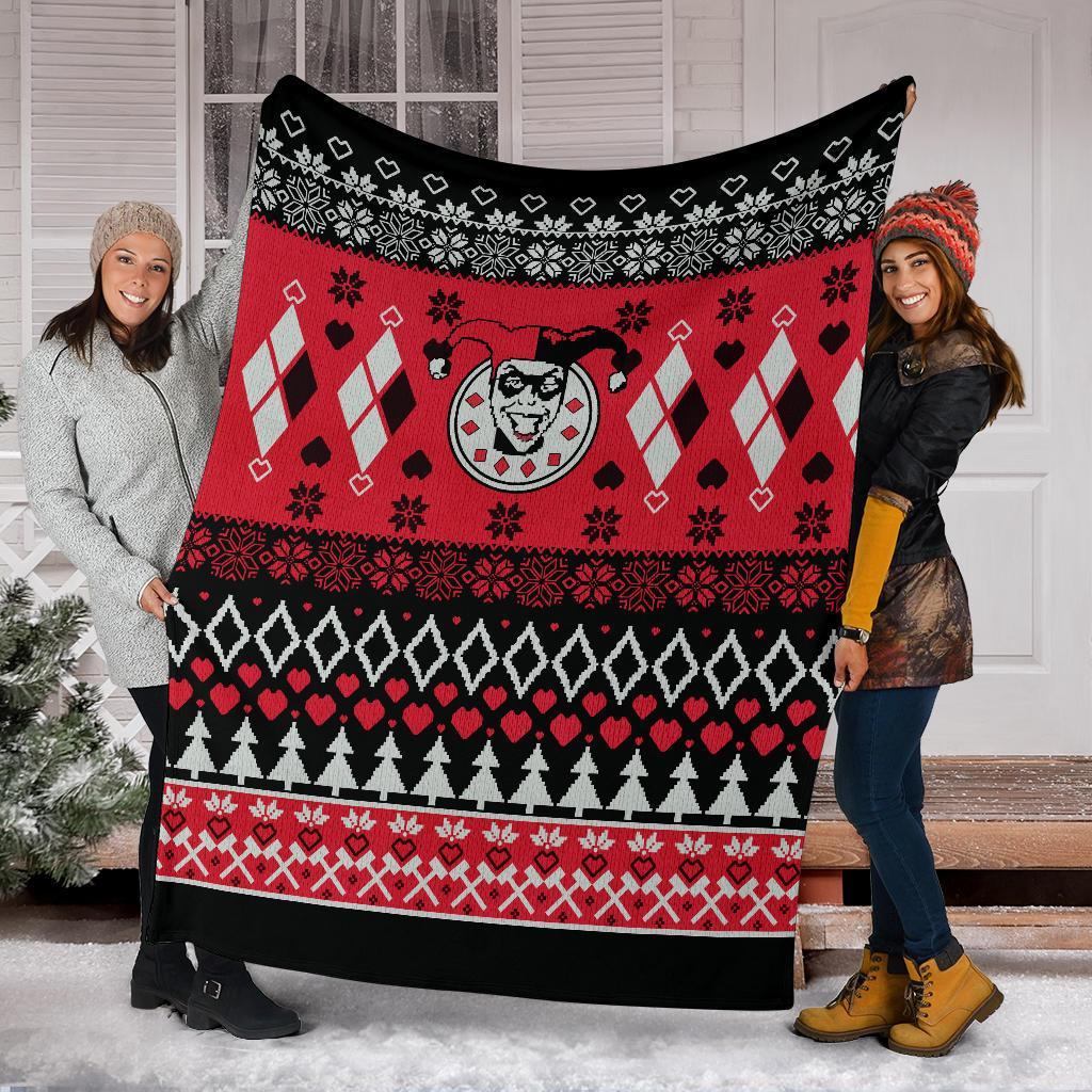 Harley Quinn Sign Ugly Christmas Custom Blanket Home Decor