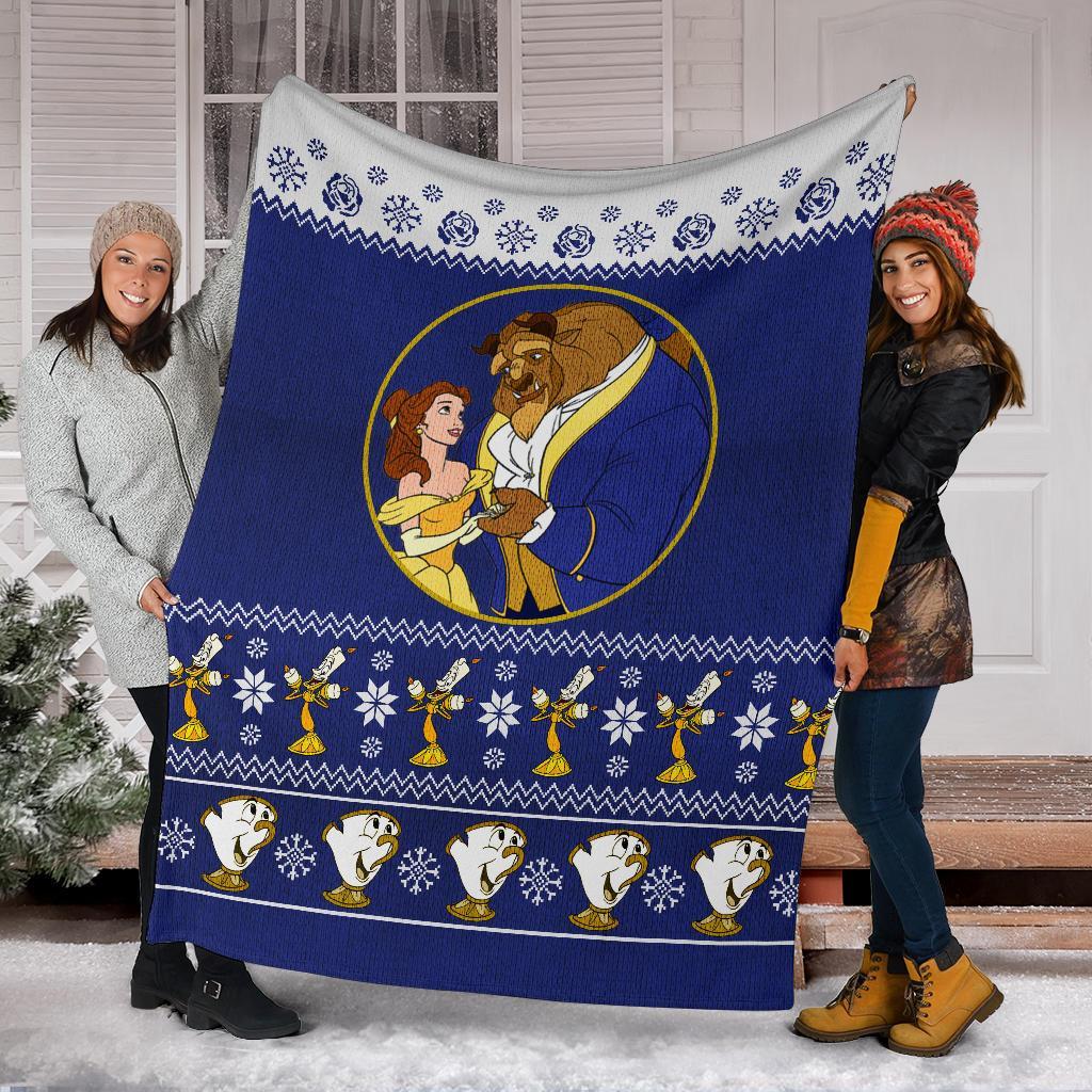 Beauty And The Beast Ugly Christmas Custom Blanket Home Decor
