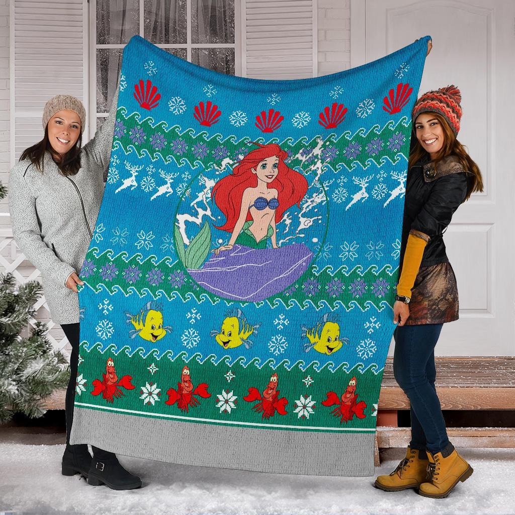 A Little Mermaid Ugly Christmas Custom Blanket Home Decor