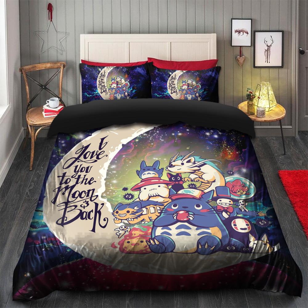 Ghibli Character Love You To The Moon Galaxy Bedding Set Duvet Cover And 2 Pillowcases