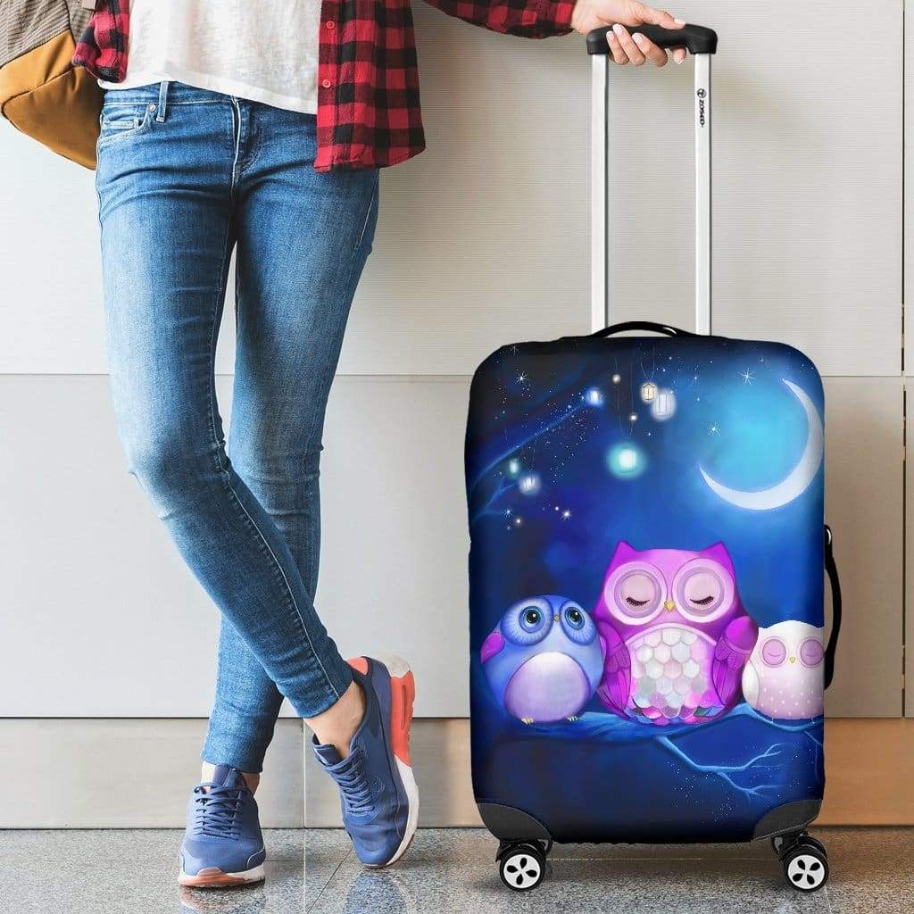 Owl Cute Night Travel Luggage Cover Suitcase Protector