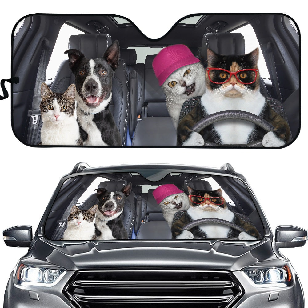 Funny Pets Driving Car Auto Sunshades - Nearkii