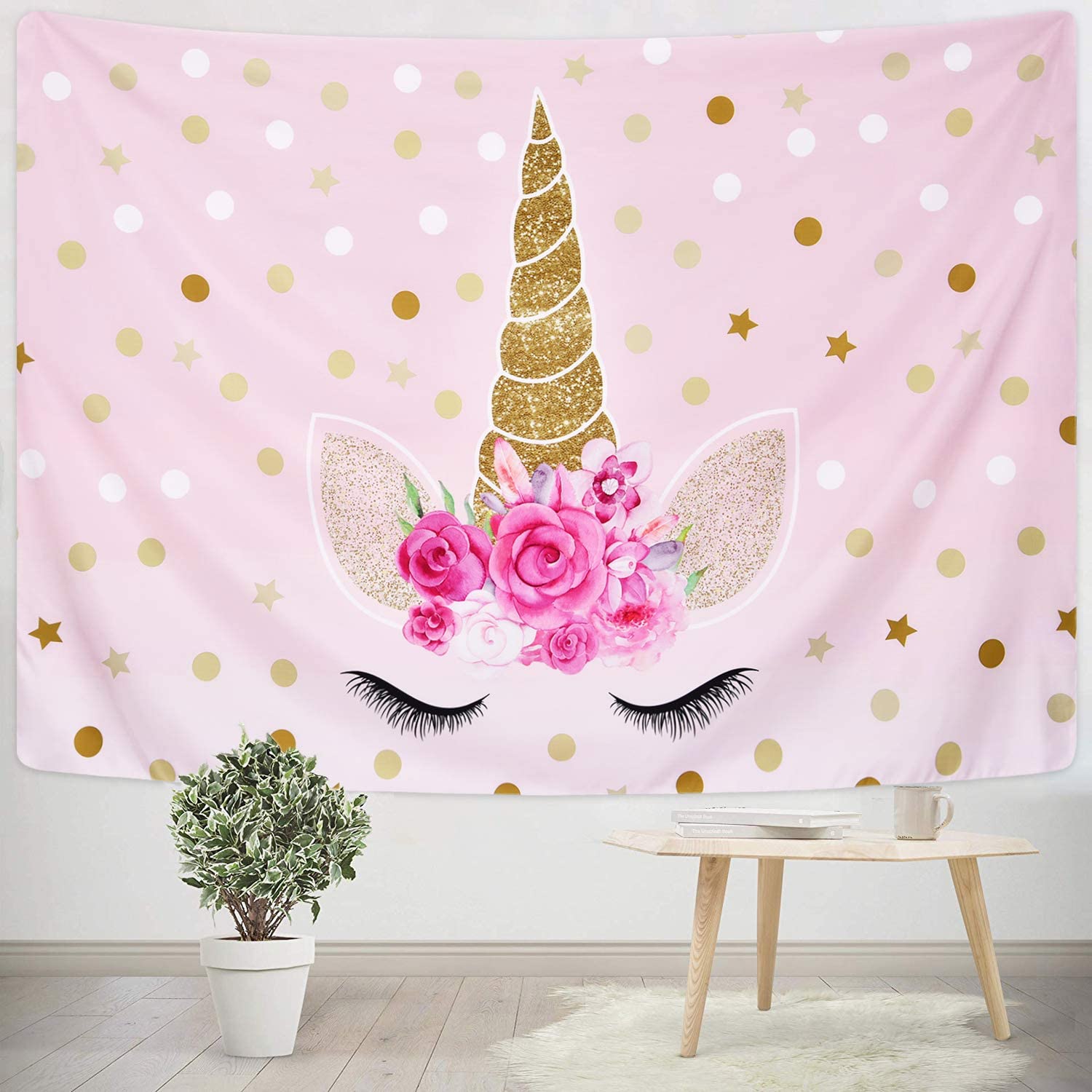 Unicorn Cute Pink Tapestry Room Decor