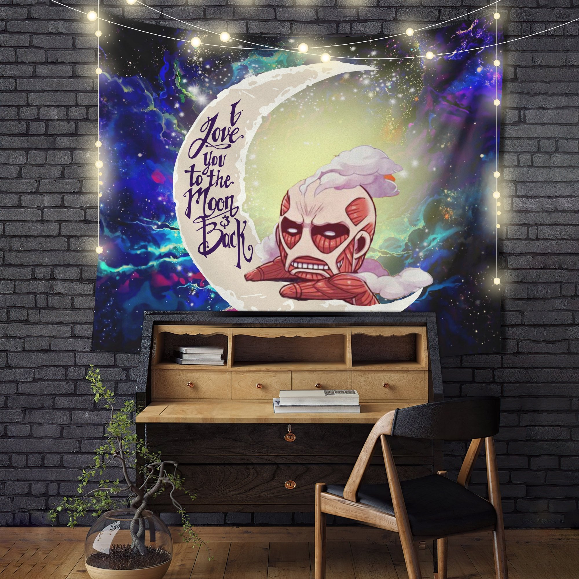 Attack On Titan Moon And Back Galaxy Tapestry Room Decor