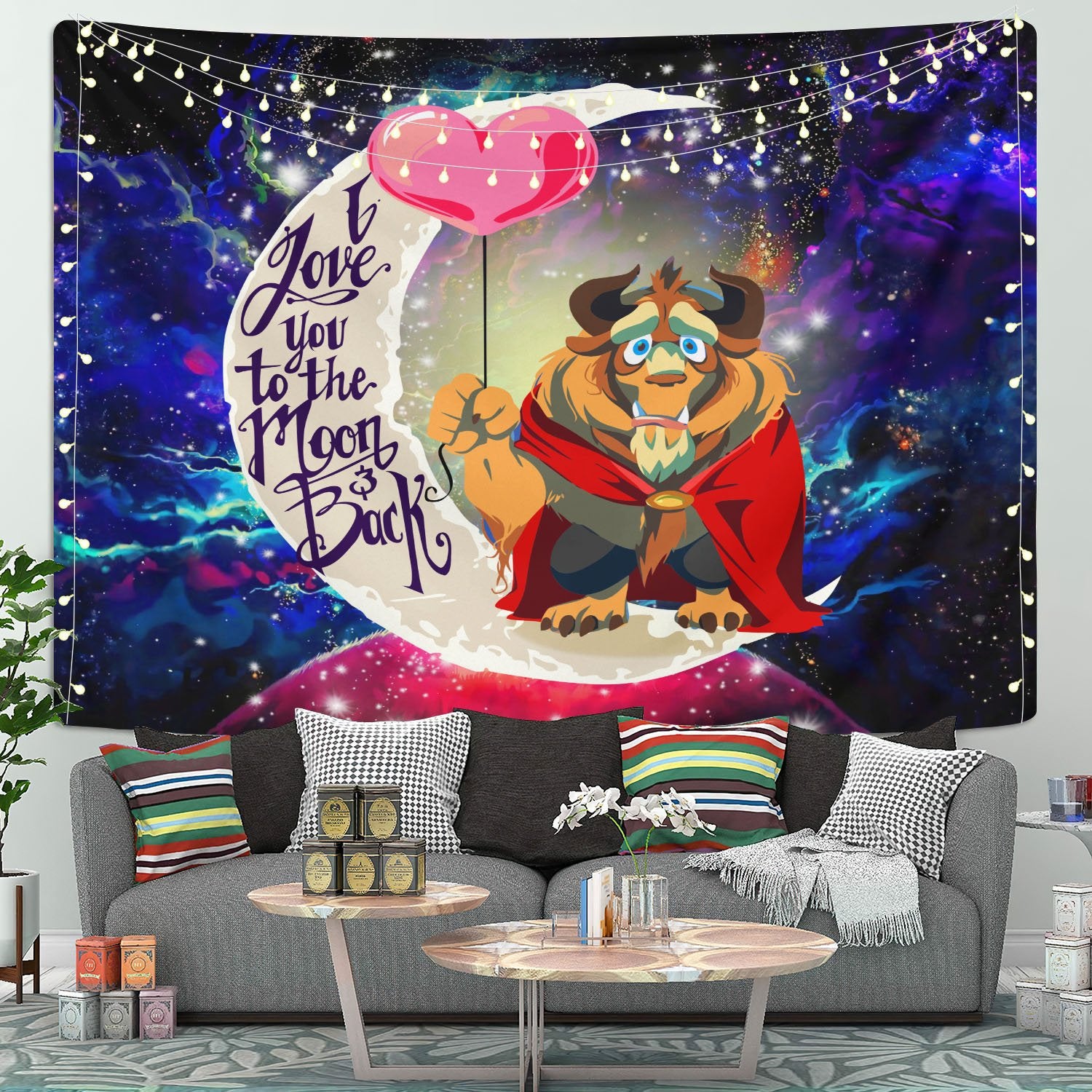 Beauty And The Beast Moon And Back Tapestry Room Decor