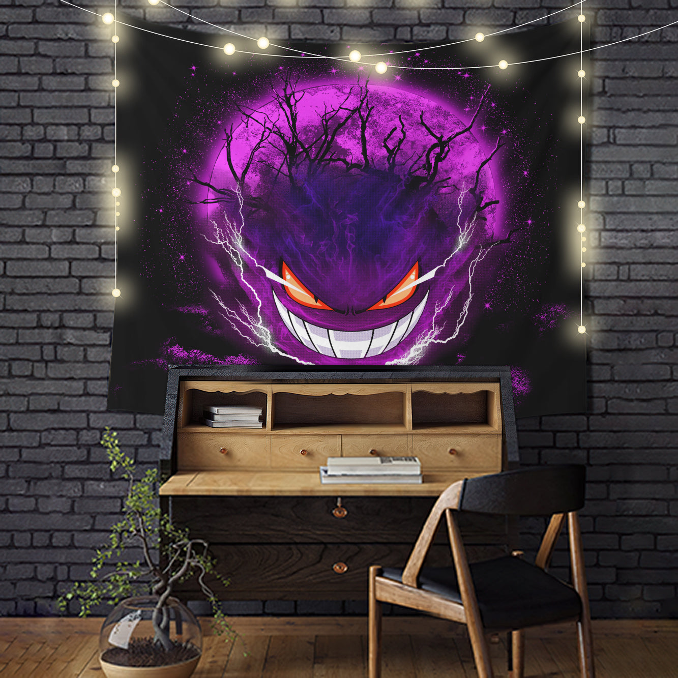 Gengar Pokemon Ghost Scary Moonlight Tapestry Room Decor