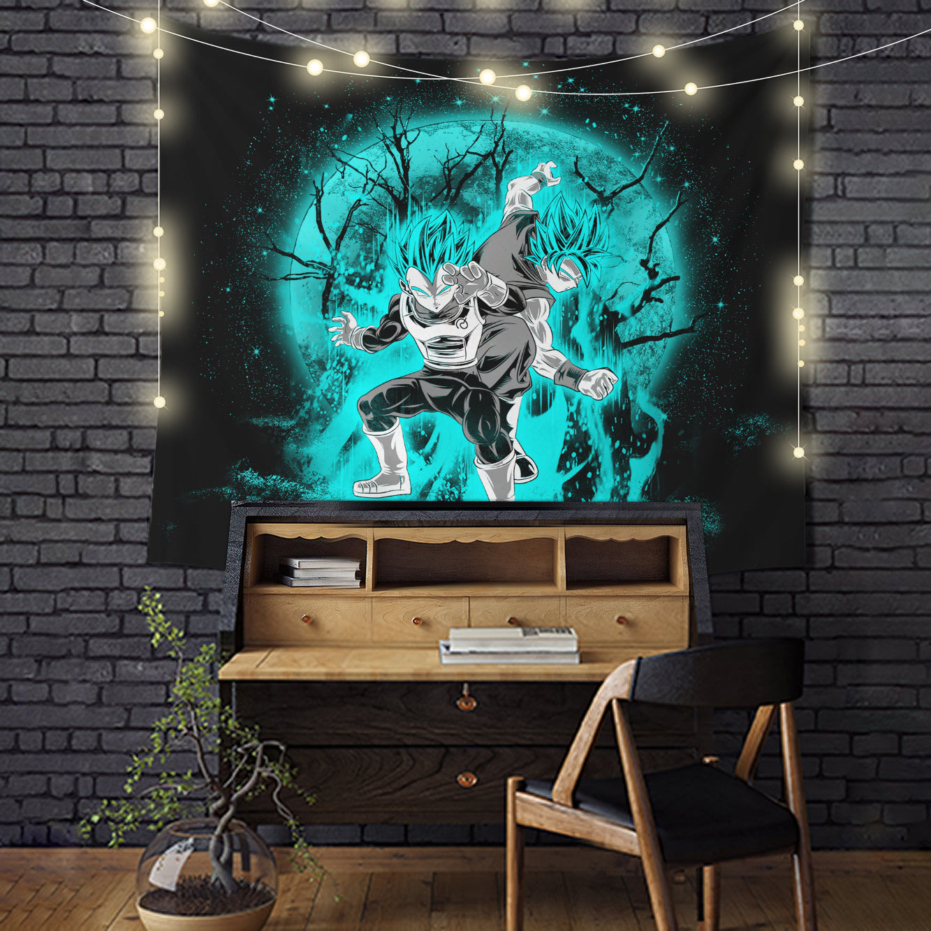 Goku Vegeta Moonlight Tapestry Room Decor