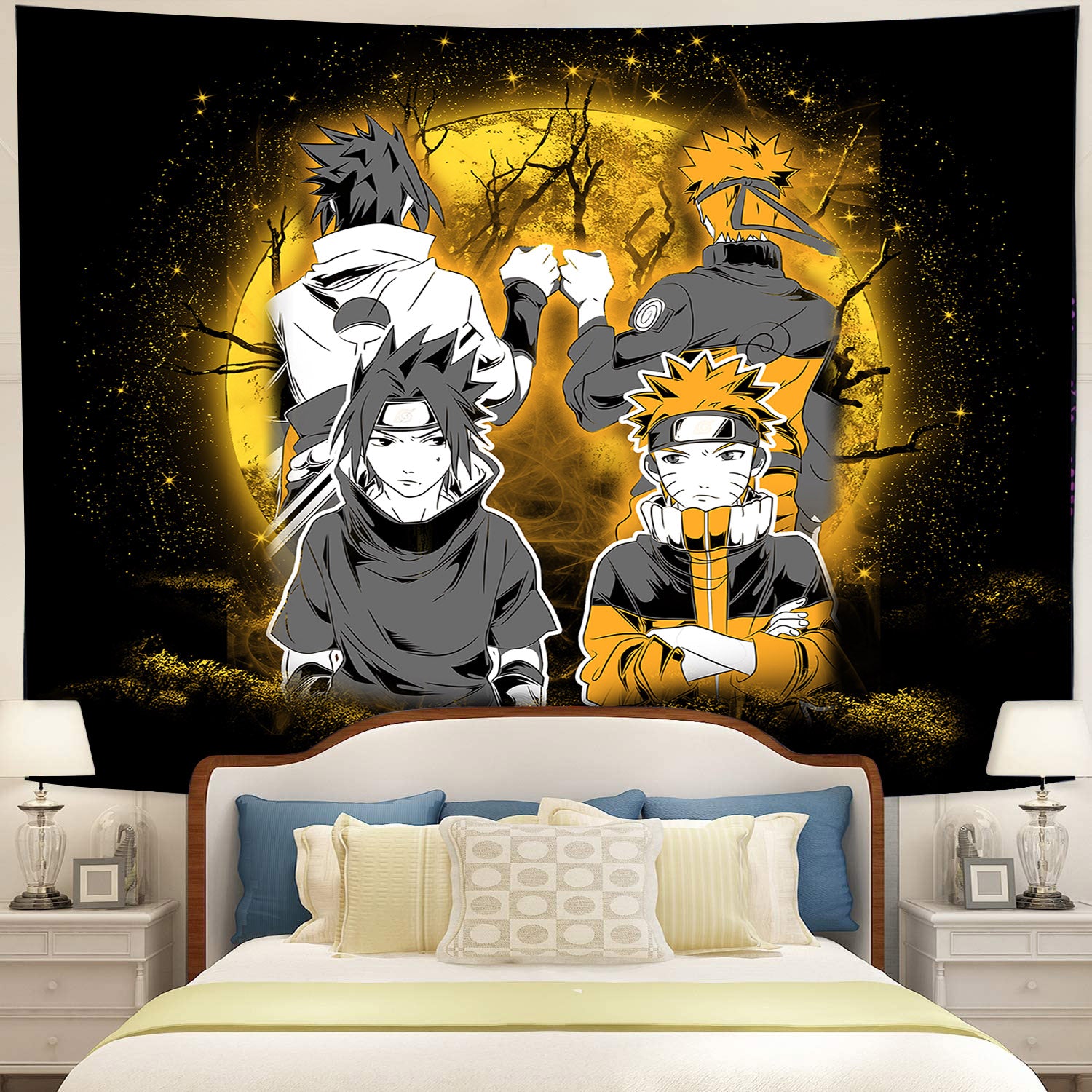 Naruto Sasuke Friends Moonlight Tapestry Room Decor - Nearkii