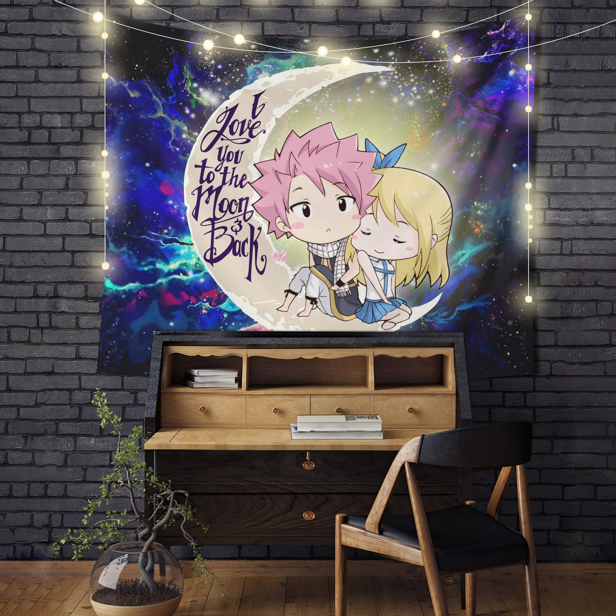 Natsu Fairy Tail Anime Moon And Back Galaxy Tapestry Room Decor