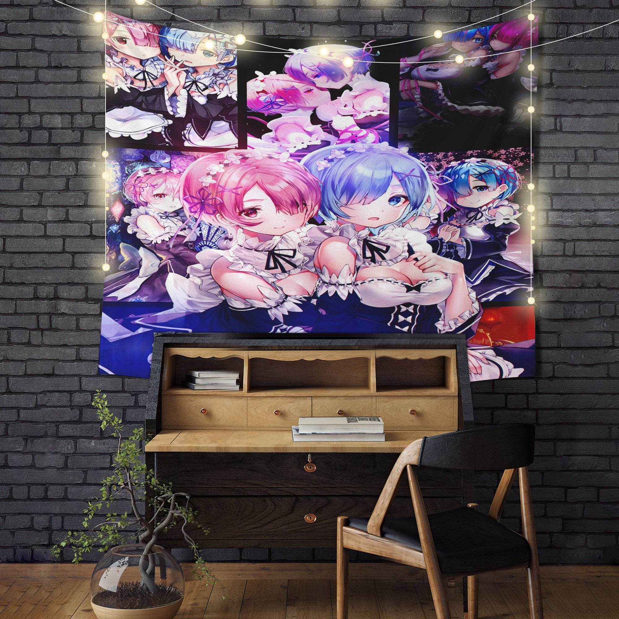 Ram And Rem Anime Girl Re Zero Tapestry Room Decor