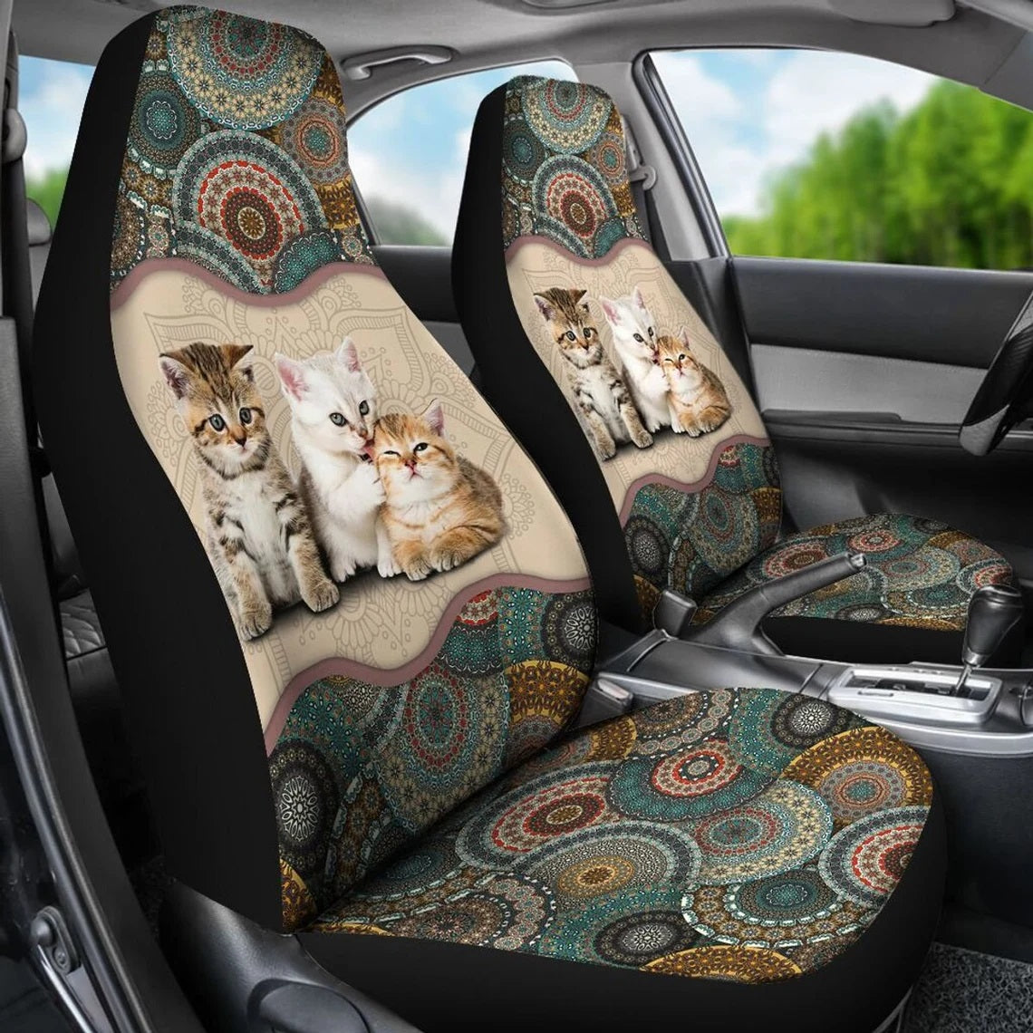 Kitties Mandala Custom Car Seat Covers