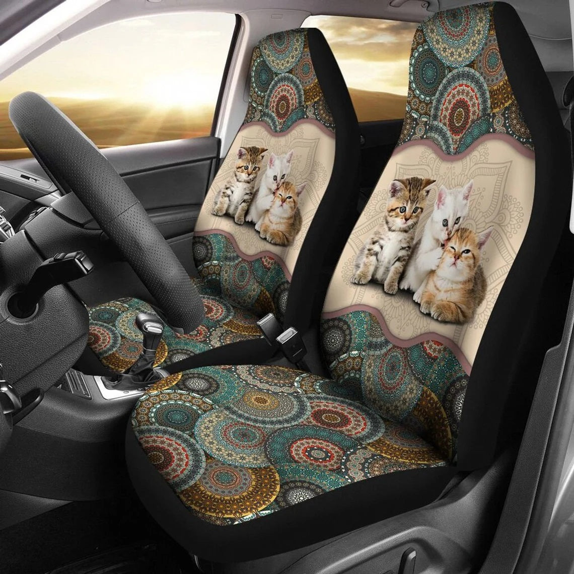 Kitties Mandala Custom Car Seat Covers