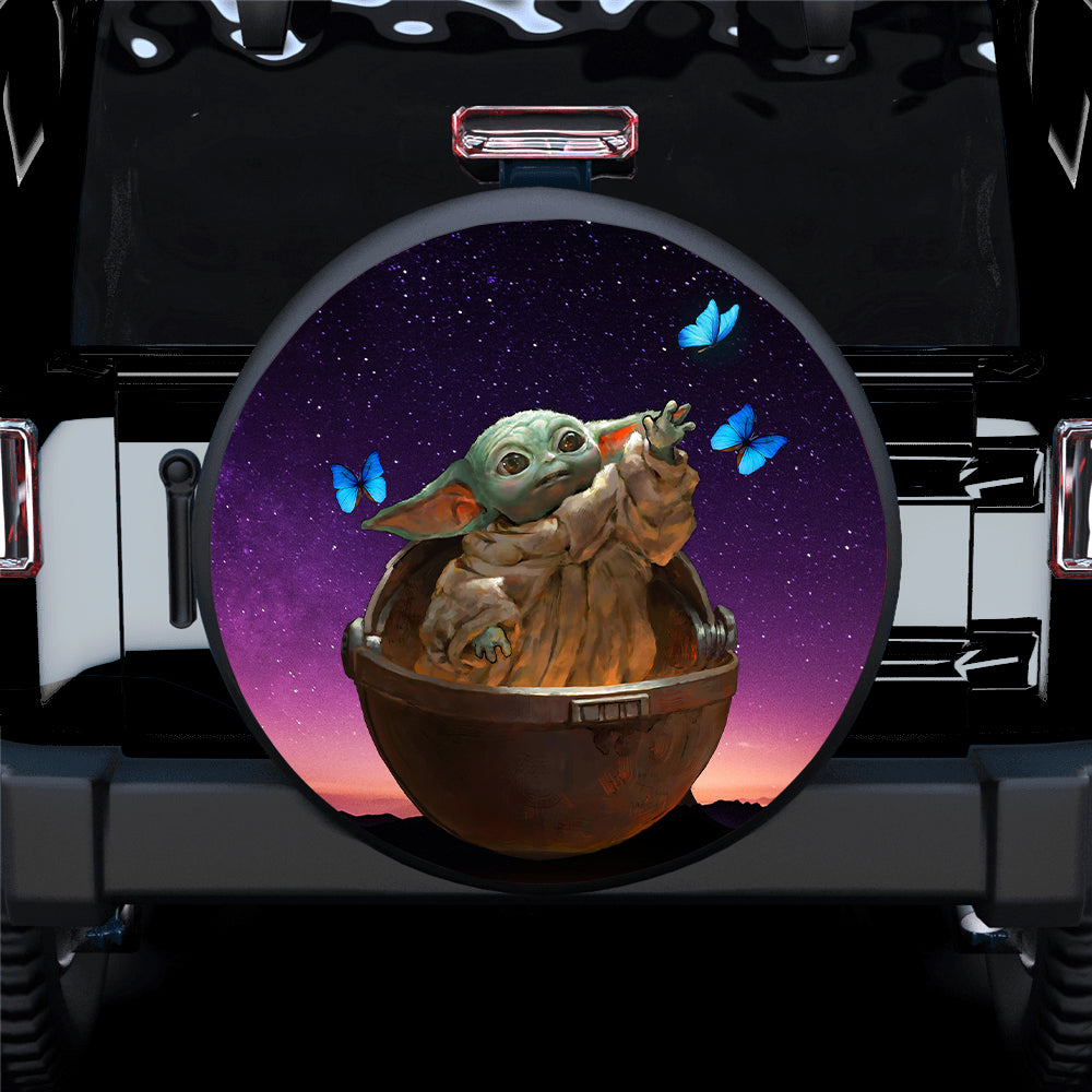Baby Yoda Galaxy Butterfly Car Spare Tire Covers Gift For Campers Nearkii