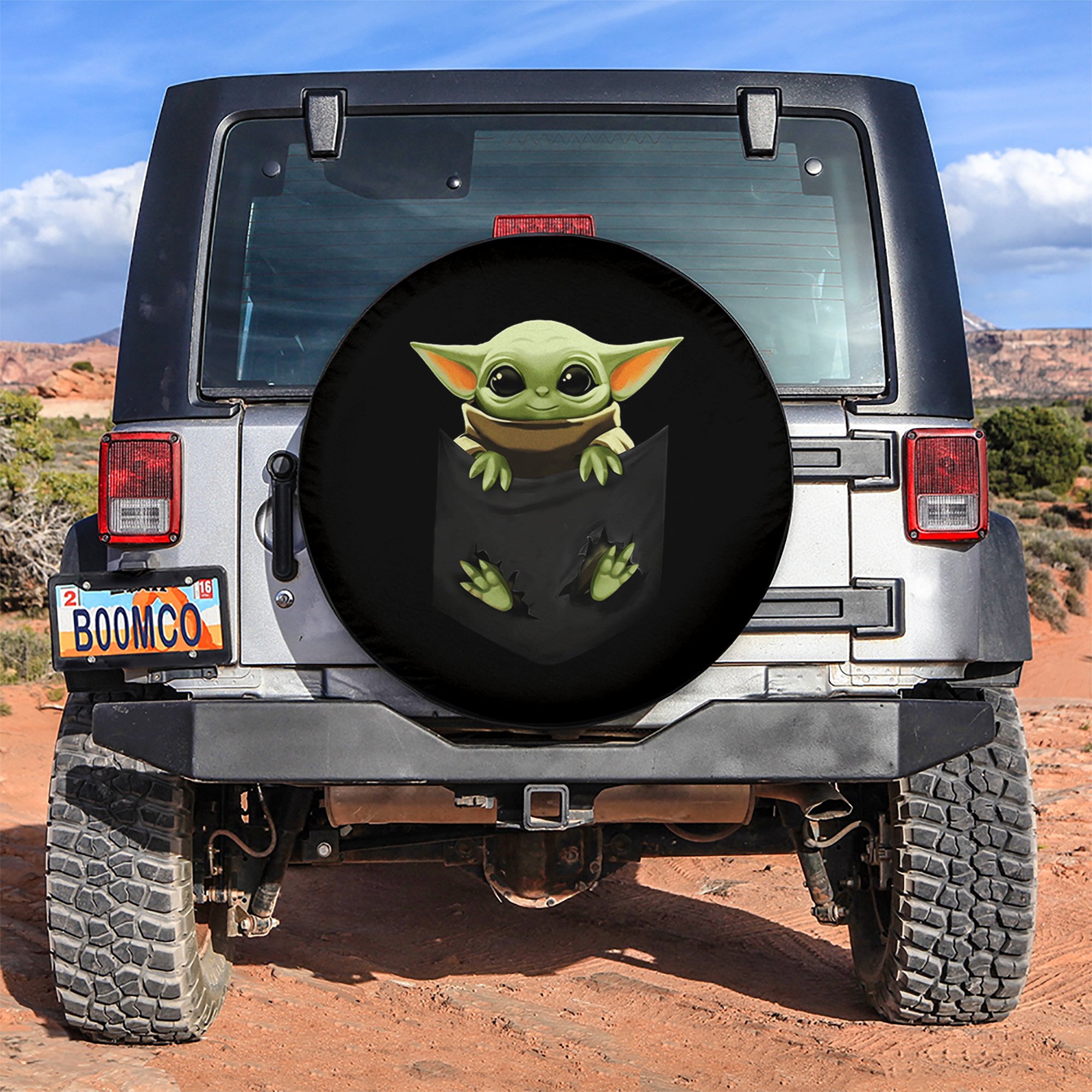 Cute Baby Yoda Hanging Car Spare Tire Covers Gift For Campers Nearkii