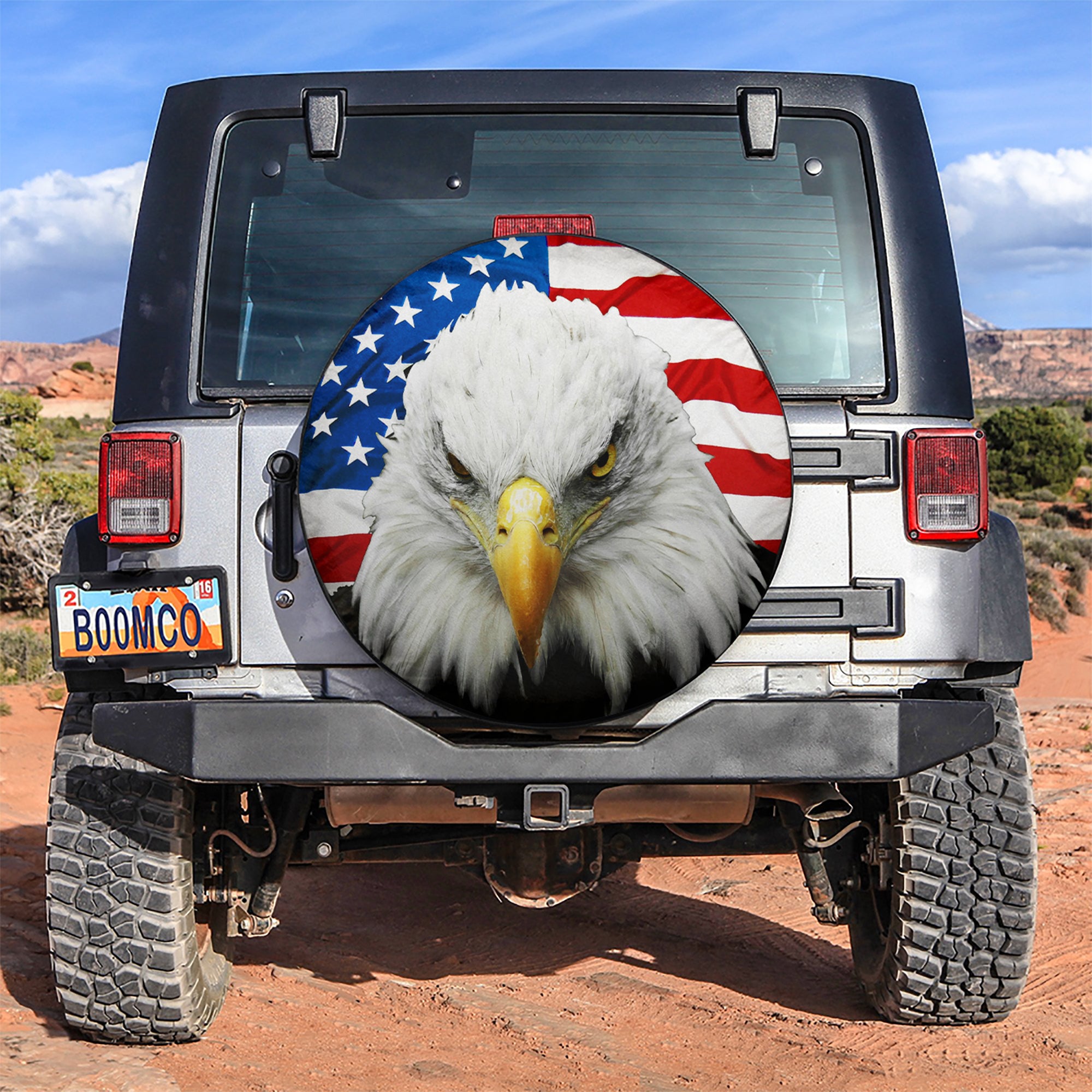 Eagle US Flag Car Spare Tire Covers Gift For Campers Nearkii