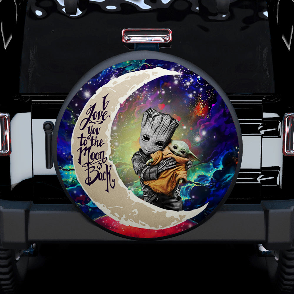 Groot Baby Yoda Love Moon Back Car Spare Tire Covers Gift For Campers Nearkii