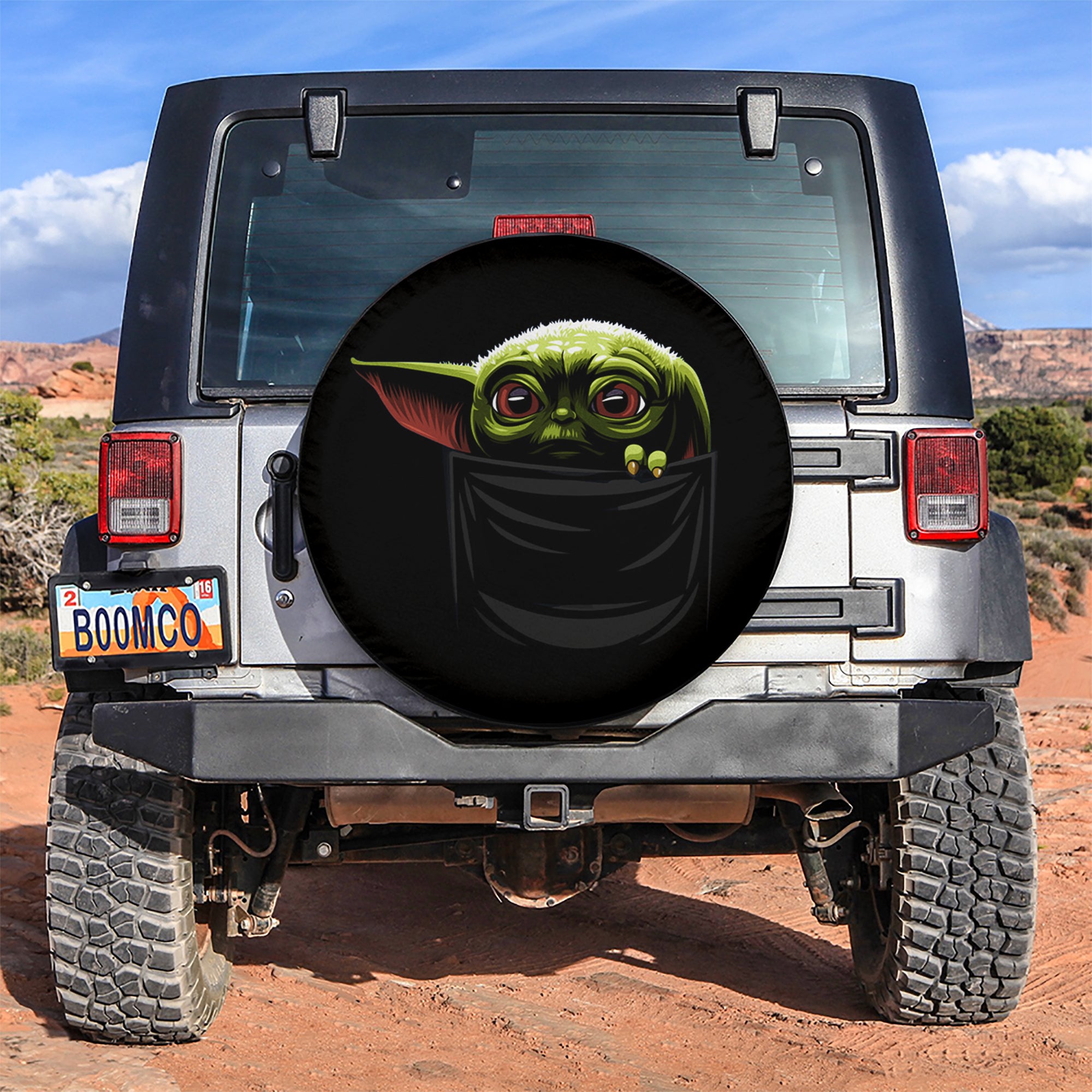 Cute Baby Yoda Pocket Car Spare Tire Covers Gift For Campers Nearkii