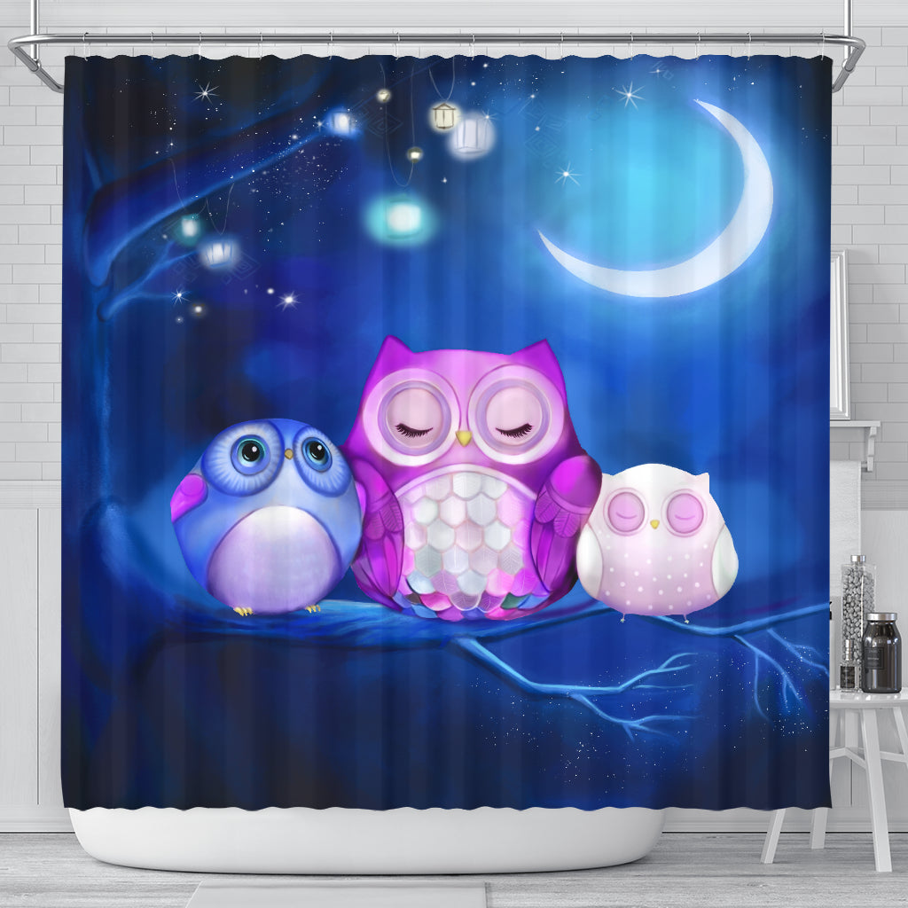 Owl Cute Night Shower Curtain
