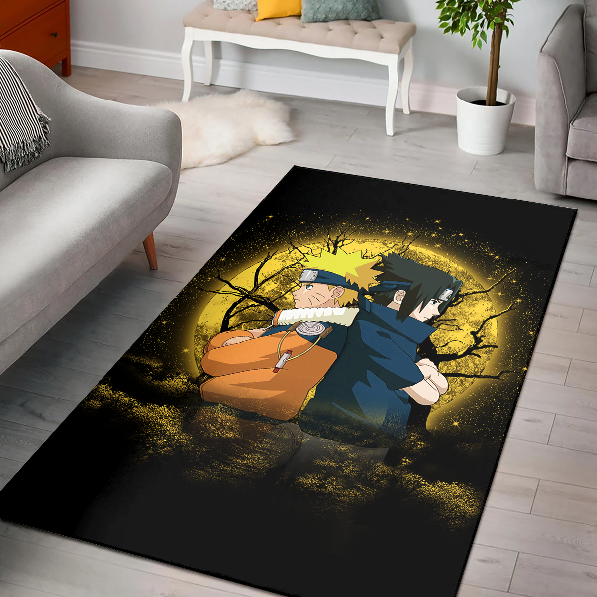 Naruto Sasuke Moonlight Area Carpet Rug Home Decor Bedroom Living Room ...