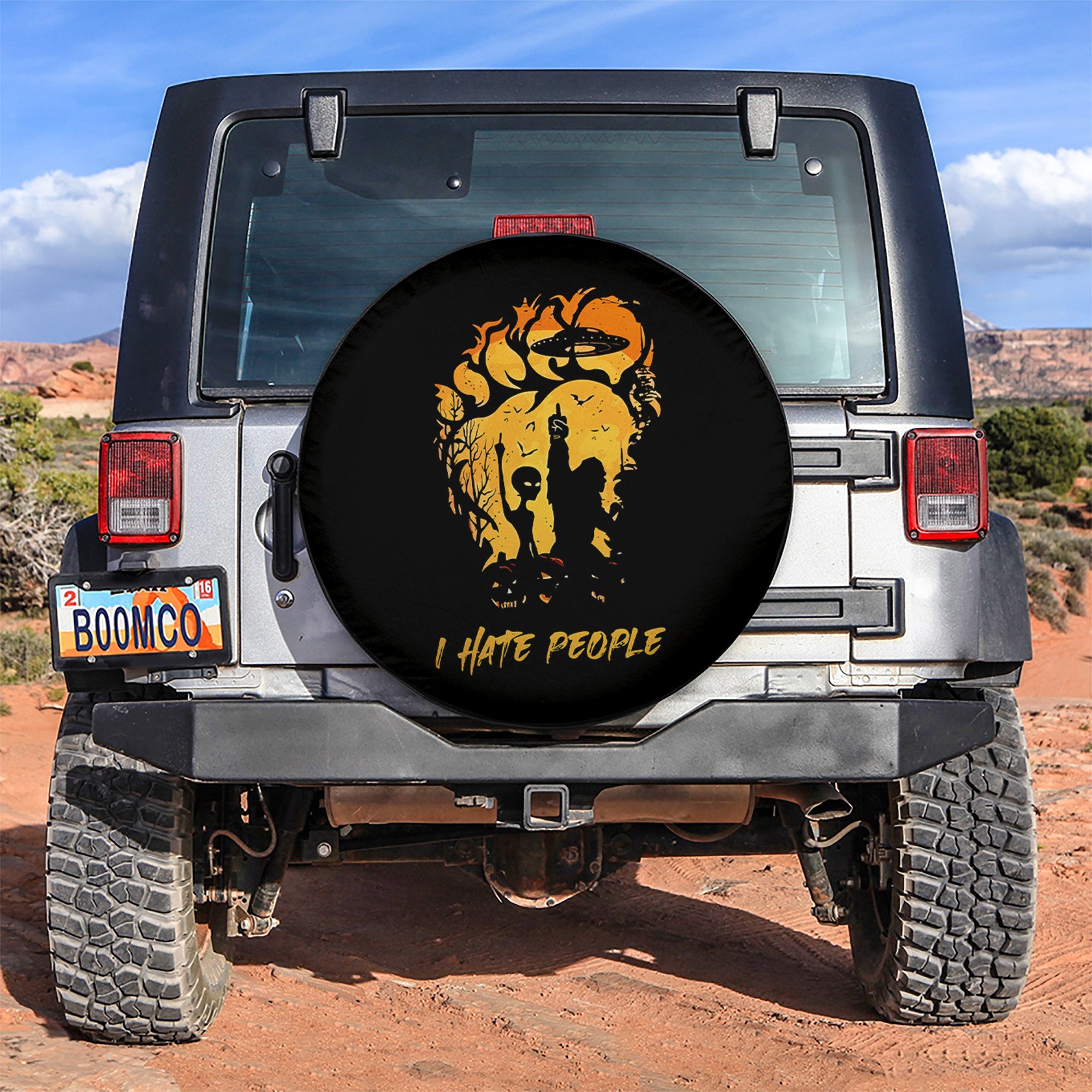 Bigfoot Alien Funny Car Spare Tire Covers Gift For Campers Nearkii