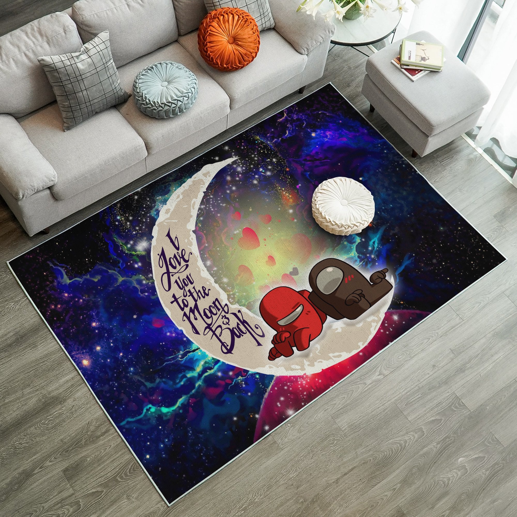 Among Us Couple Love You To The Moon Galaxy Carpet Rug Home Room Decor Nearkii