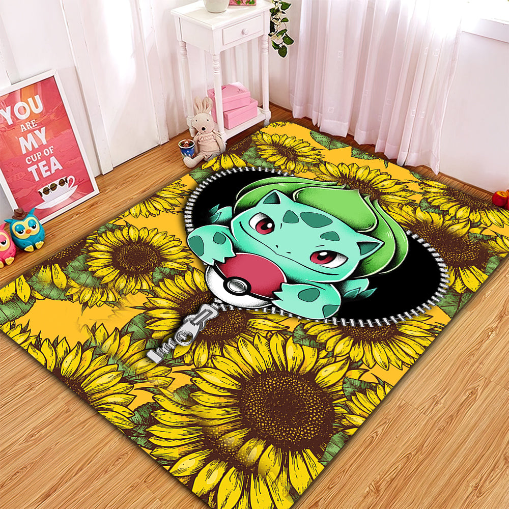 Bulbapedia Pokemon Sunflower Zipper Rug Carpet Rug Home Room Decor Nearkii