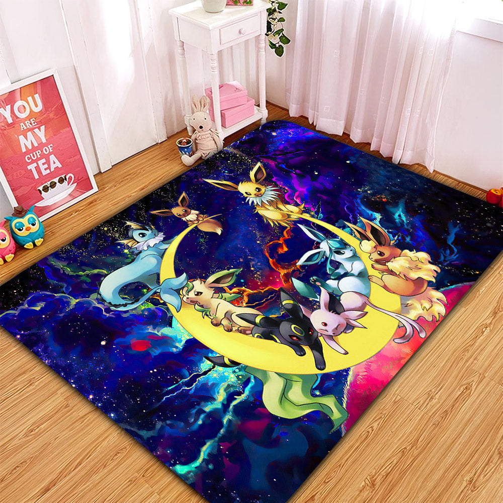 Eevee Evolution Pokemon Family Love You To The Moon Galaxy Rug Carpet Rug Home Room Decor Nearkii