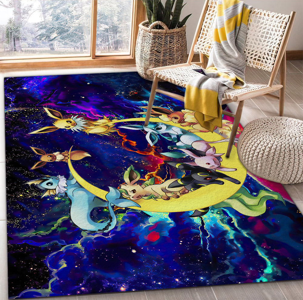 Eevee Evolution Pokemon Family Love You To The Moon Galaxy Rug Carpet Rug Home Room Decor Nearkii