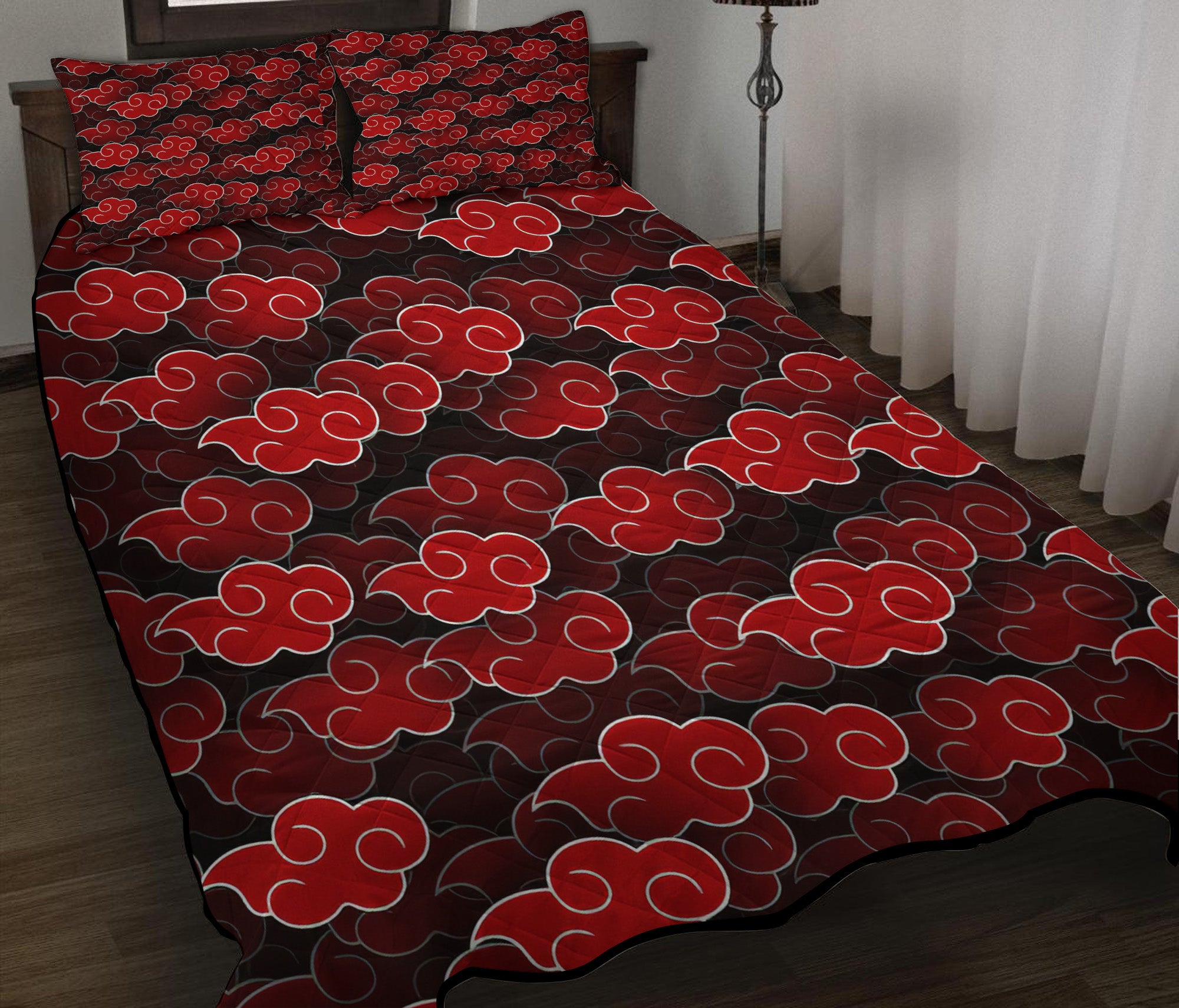 Naruto Anime Akatsuki 3D Cloud Quilt Bed Sets Nearkii