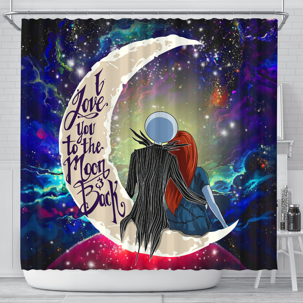 Jack And Sally Nightmare Before Christmas Love You To The Moon Galaxy Shower Curtain Nearkii