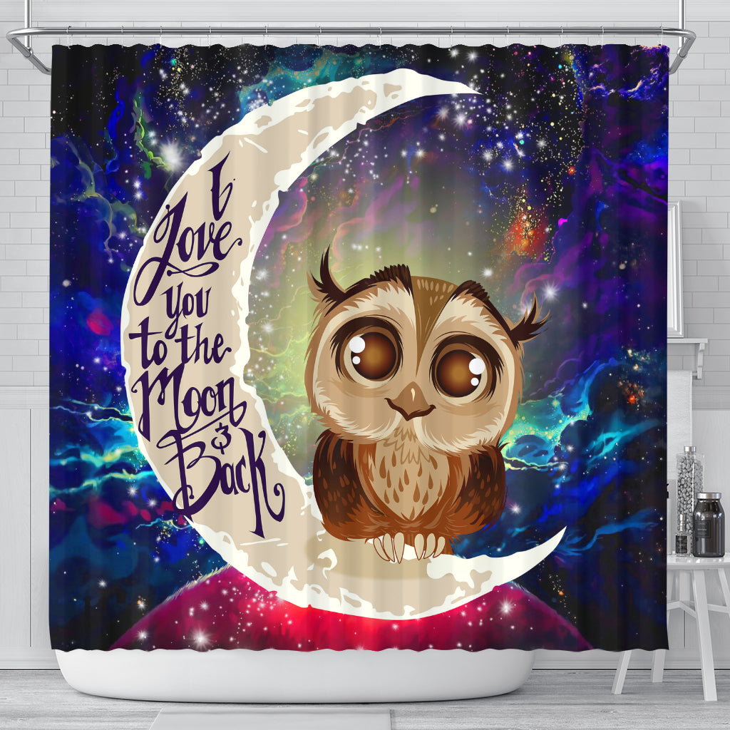 Cute Owl Love You To The Moon Galaxy Shower Curtain Nearkii