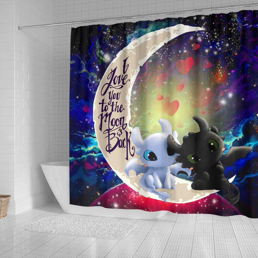 Toothless Light Fury Night Fury Love You To The Moon Galaxy Shower Curtain Nearkii